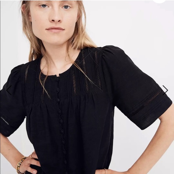 Madewell Pleated Botton Front Shift Dress black size XS - Picture 2 of 11